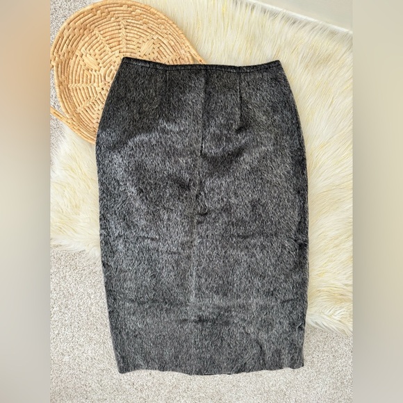 ASOS Gray Black Wrap Pencil Skirt in Faux Fur with Button Detail Size 4 - Picture 4 of 8